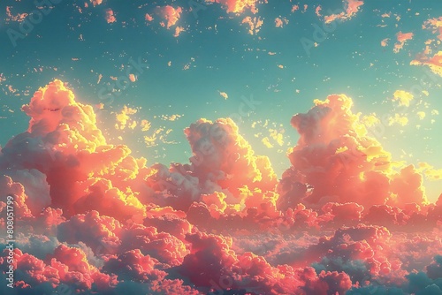  illustration of a beautiful cloudscape at sunset as a background