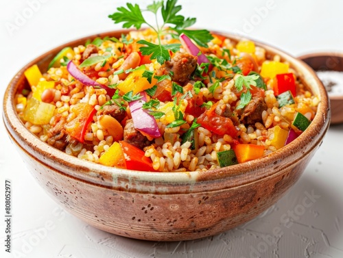 Malian Fonio Pilaf with vegetables and spices