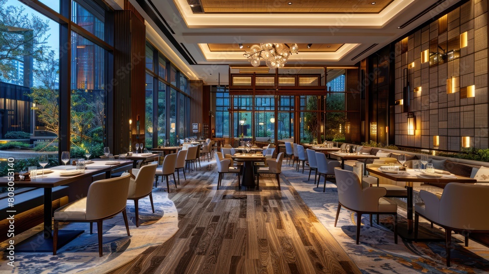 Luxurious restaurant interior with a modern and elegant design.