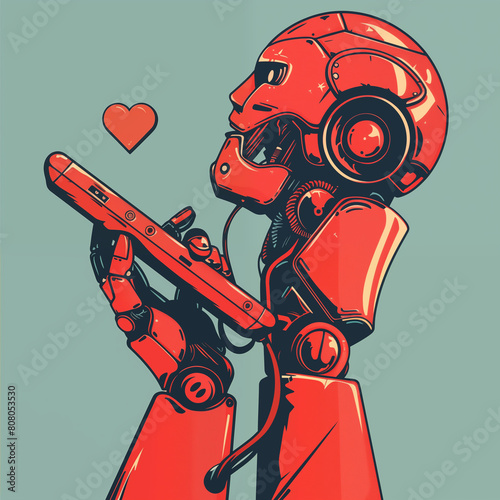 Robot talking on the phone, falling in love with an ai personality