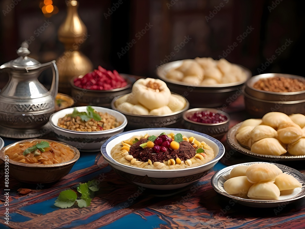 Egyptian food on table 