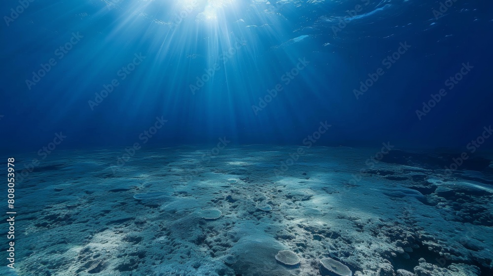 Obraz premium A view of the sun shining through a coral reef, AI