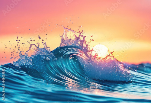 AI generative Beautiful seawater waves up close, seawater waves up close, beautiful seawater waves up close, calm sky and sun seawater waves up close, seawater or waves up close, close-up ocean waves 