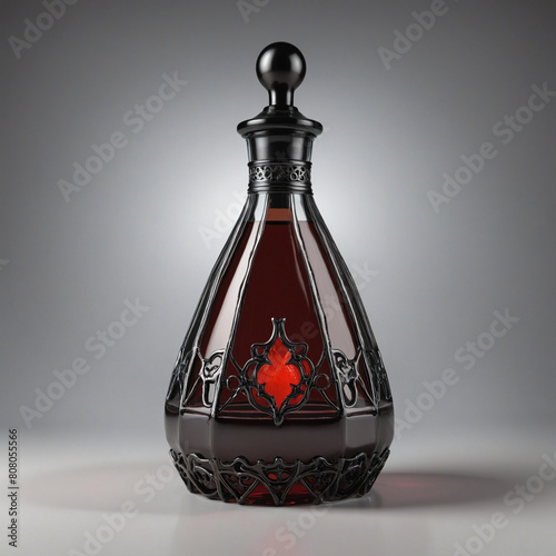 Dark and creepy Halloween themed potion bottle isolated on a transparent background with a generative AI design 
