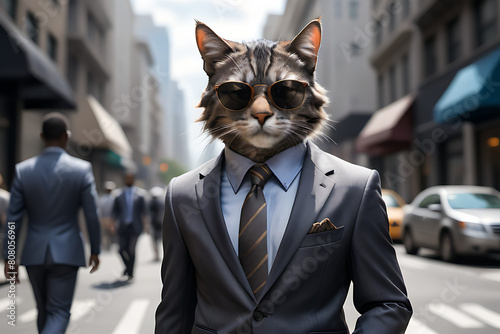 Cool Cat Businessman Wearing Sunglasses Entrpreneur photo