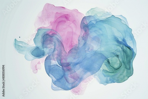 Abstract blue and pink watercolor background, Ink in water, Digital art painting