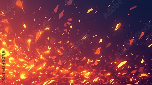 Glowing embers floating upwards in a fiery dance of light and heat. Amazing anime background photo