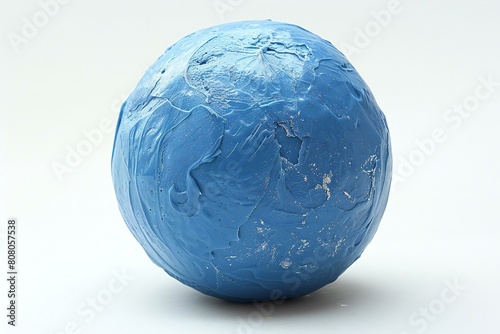 Blue globe on a white background    render   Global warming concept