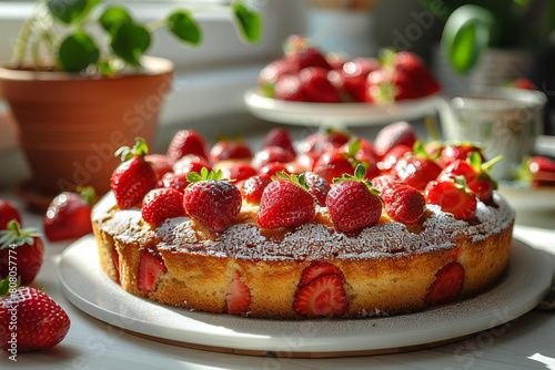 Strawberry Cake on Kitchen Table