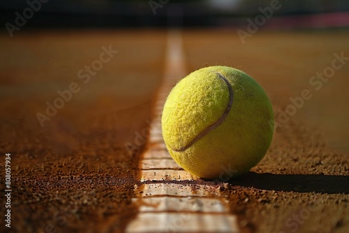 Tennis ball on the tennis court, Selective focus on the ball