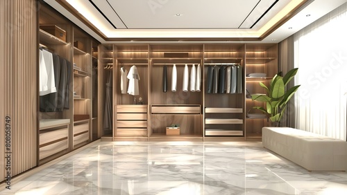 Contemporary D Wardrobe Design Featuring Wooden Materials and Marble Flooring. Concept Contemporary Design  Wooden Materials  Marble Flooring  D Wardrobe  Interior Design