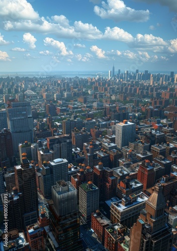 A bird s eye view of the dense urban landscape of Manhattan  New York City  USA