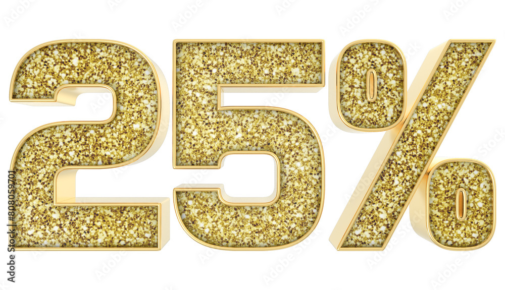 3d golden Number 25 Percent 3d golden Number 25 Percent