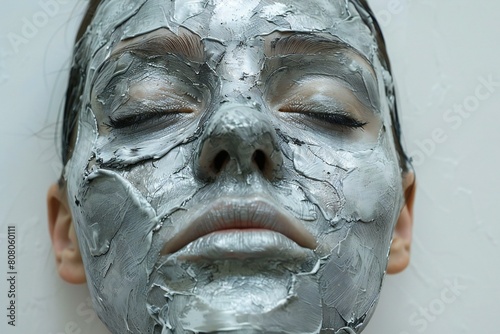 Close up portrait of a woman with facial mask, skin care concept