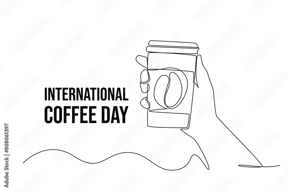 Continuous one line drawing International coffee day. Doodle vector illustration. Continuous one line drawing International coffee day. Doodle vector illustration.