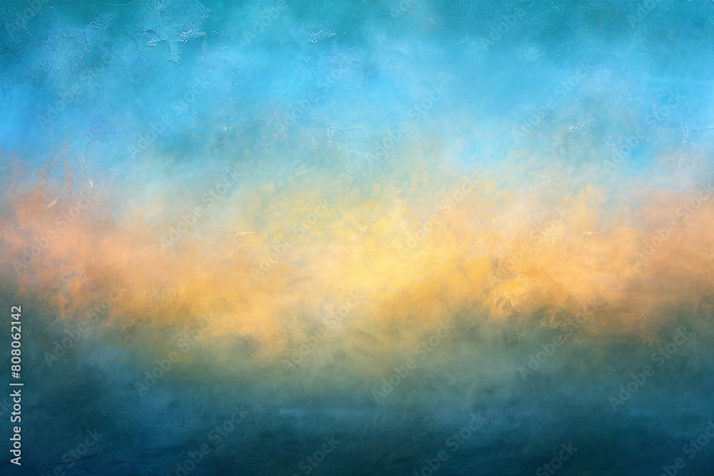 Abstract blue and yellow background with grunge brush strokes and stains