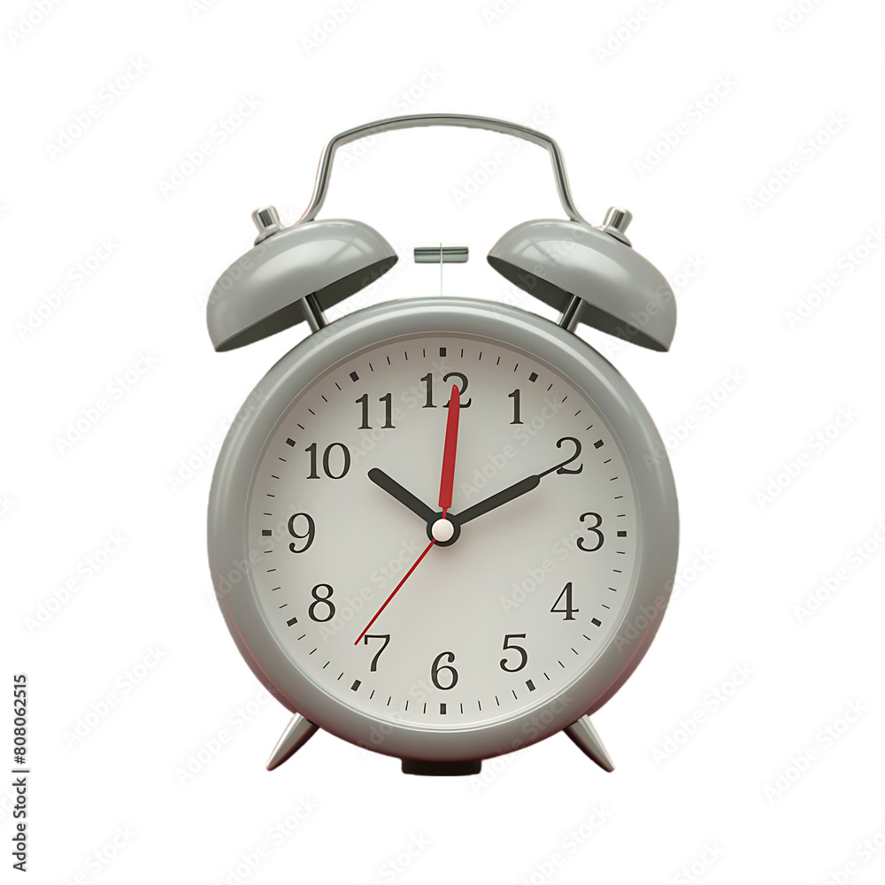 Modern alarm clock isolated on a transparent background by AI generative. 3d rendering Modern alarm clock isolated on a transparent background by AI generative. 3d rendering