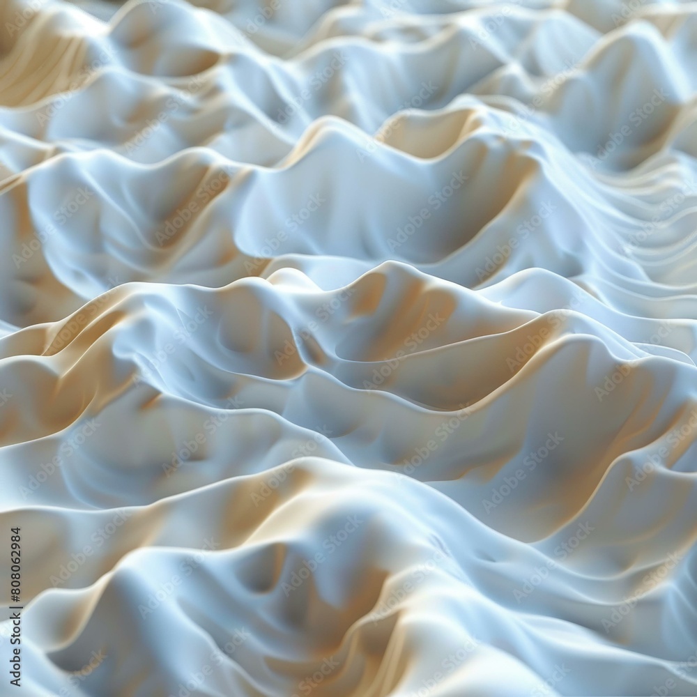 3D rendering of a white wavy surface 3D rendering of a white wavy surface