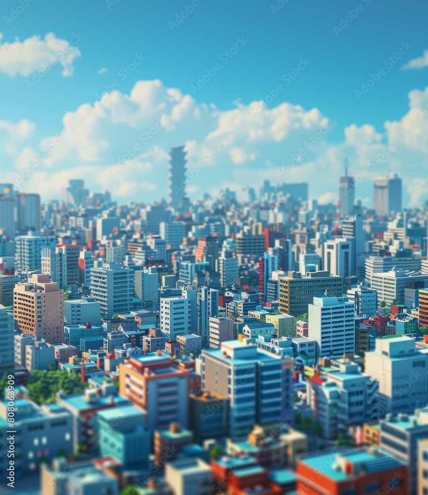A Small City with Blue Sky