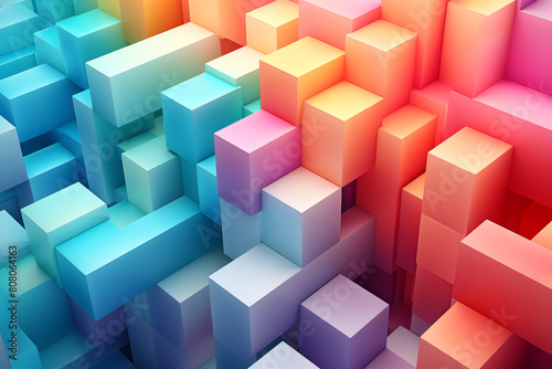 Colorful geometric background with cubes and layers pattern  vibrant  gradient decorative element