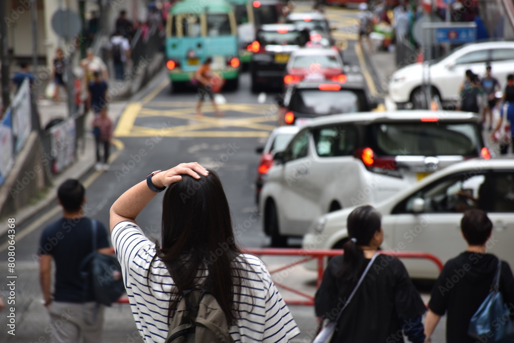 Centre Street, Sai Wan, Hong Kong - 14, April, 2018: Daily life in Hong Kong. Centre Street, Sai Wan, Hong Kong - 14, April, 2018: Daily life in Hong Kong.