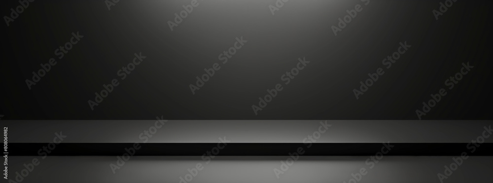 Banner, A black background with a white line on it,A black background with lights shining on it. The lights are on the floor, display for product advertising showcase