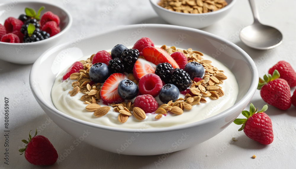 AI-generated fruity yogurt breakfast bowl AI-generated fruity yogurt breakfast bowl