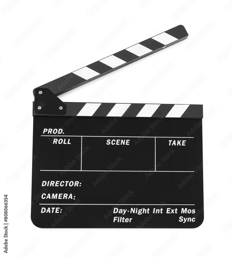 Obraz premium One movie clapper isolated on white. Film industry