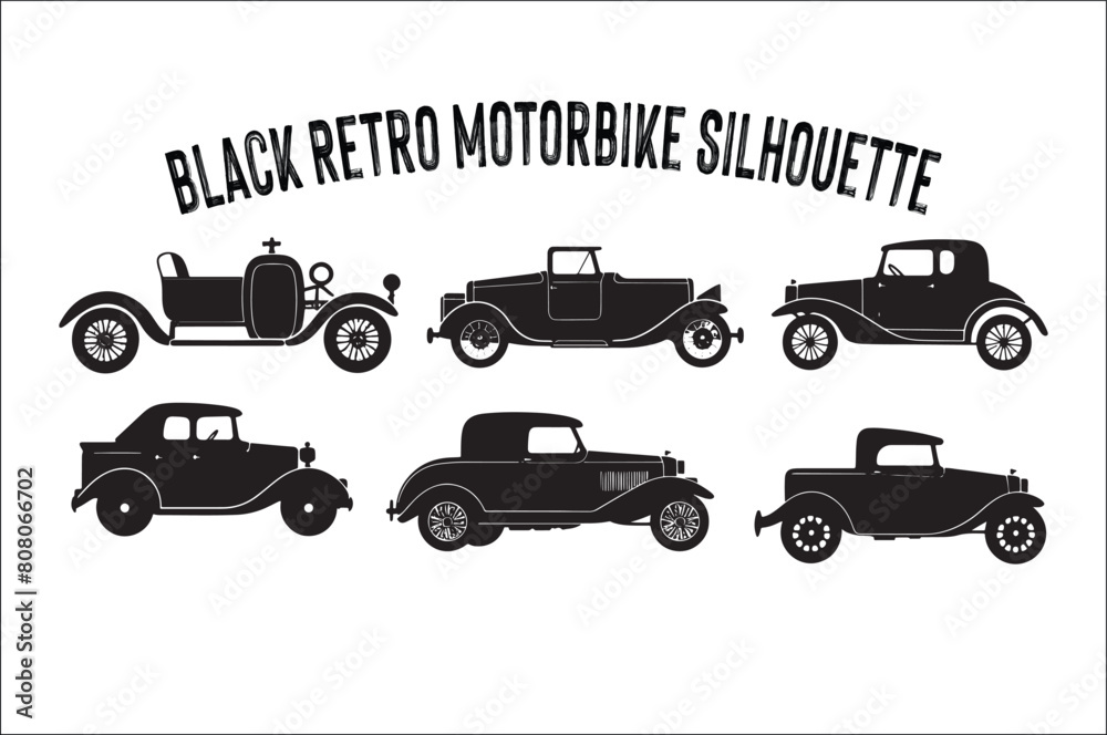 Obraz premium classic and Retro vintage motorcycle silhouette Vector illustration.