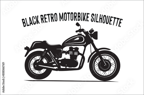 classic and Retro vintage motorcycle silhouette Vector illustration.