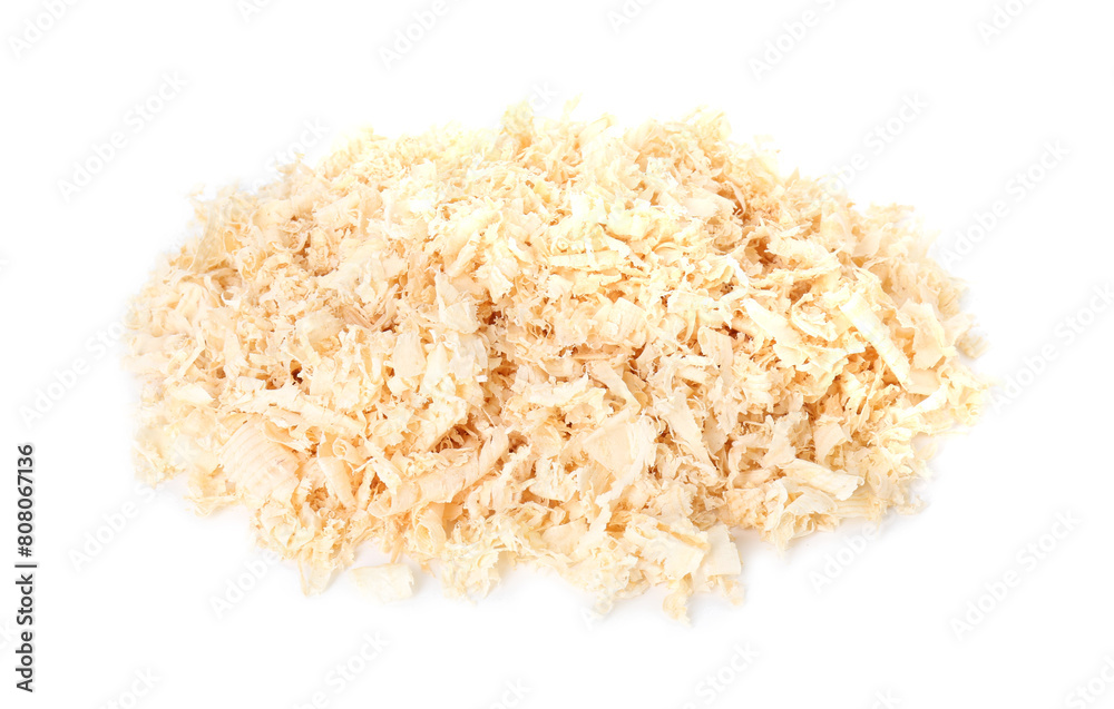 Pile of natural sawdust isolated on white Pile of natural sawdust isolated on white