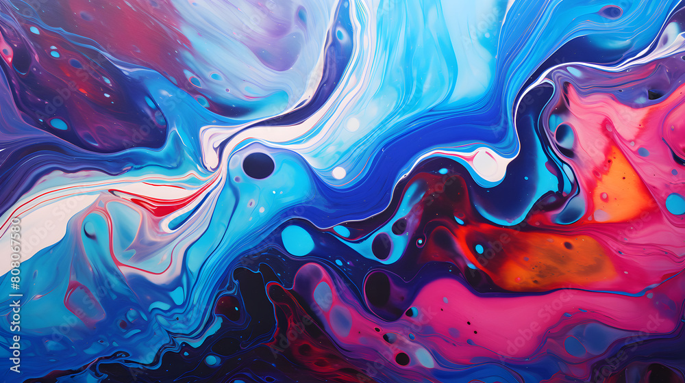 Fototapeta premium abstract acrylic pour painting hype realistic irisdicent holographic gradient colors poster background