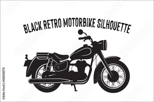 classic and Retro vintage motorcycle silhouette Vector illustration.