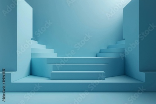 Blue abstract background with stairs