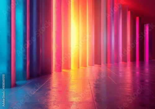 Abstract Colorful Glowing Sci Fi Futuristic Room