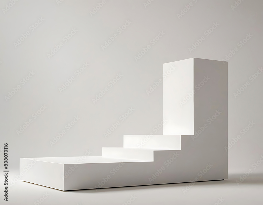 White rectangular platform for product placement. White rectangular platform for product placement.