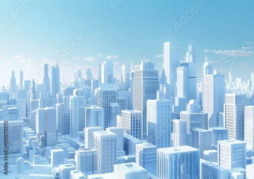 3D rendering of a city with white buildings