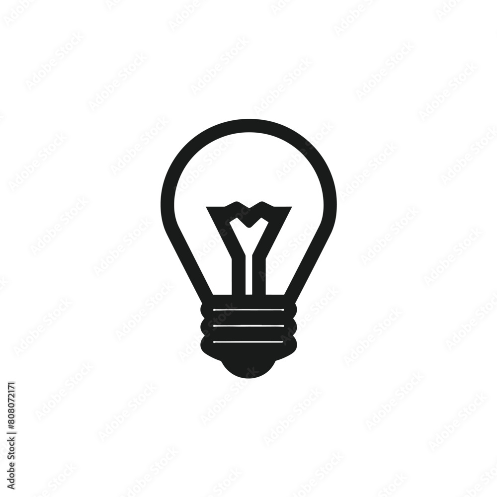 Light bulb icon idea creativity solution concept simple black and white logo design Light bulb icon idea creativity solution concept simple black and white logo design