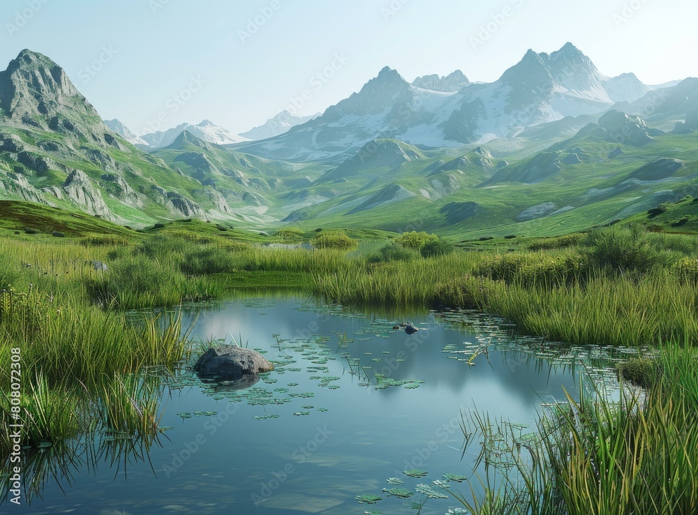 Tranquil Mountain Lake in a Picturesque Valley