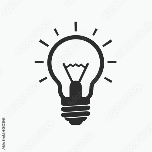 Light bulb icon idea creativity solution concept simple black and white logo design