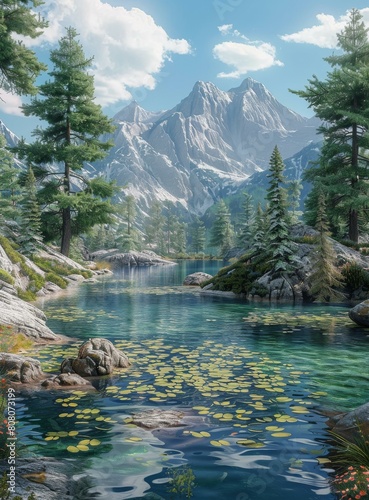 Tranquil Mountain Lake Scenery