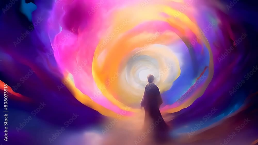 Man Standing in Middle of Tunnel Painting