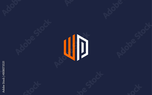 letter wp with hexagon logo icon design vector design template inspiration