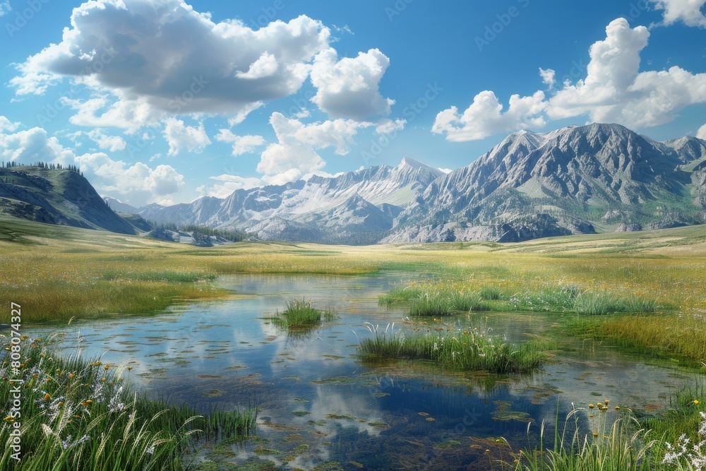 Mountains and lake in a beautiful summer landscape Mountains and lake in a beautiful summer landscape