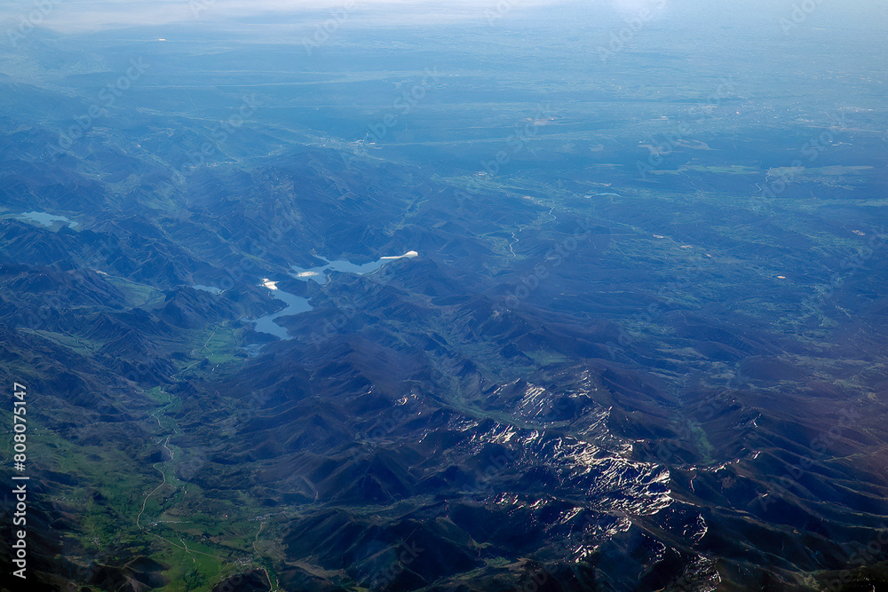 Rabagao River Aerial view from airplane, Portugal Rabagao River Aerial view from airplane, Portugal