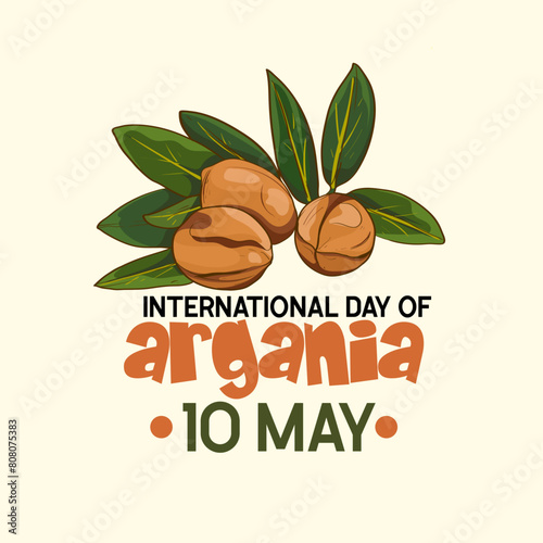 International day of argania celebration design with the argan oil. May 10th International Argania day celebration cover banner Argan trees in Morocco.