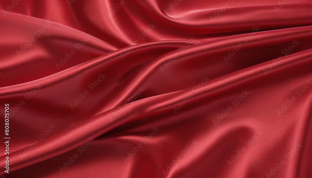 smooth elegant wavy red silk or satin luxury cloth, generative ai