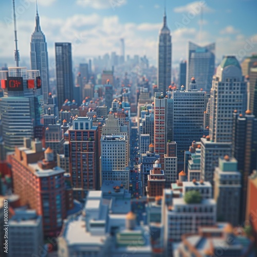 Small buildings in a big city with a road in the middle