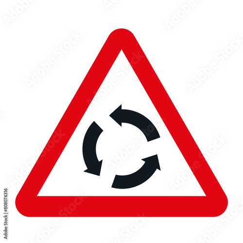 DANGER TRAFFIC SIGNS OF SPAIN, P-4 - Intersection with roundabout circulation photo