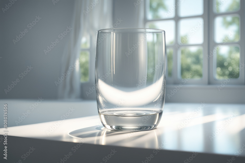 Glass of Water on the Table Half Filled Glass of Water on the Table Half Filled